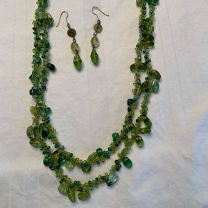 Creek beaded necklace and earring set